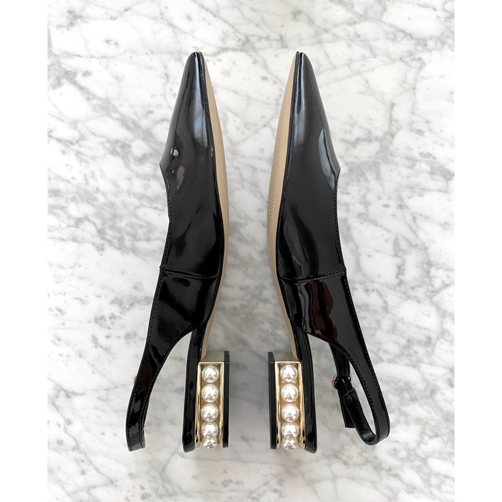 MARC FISHER RISE SLINGBACK PEARL FLATS 7M